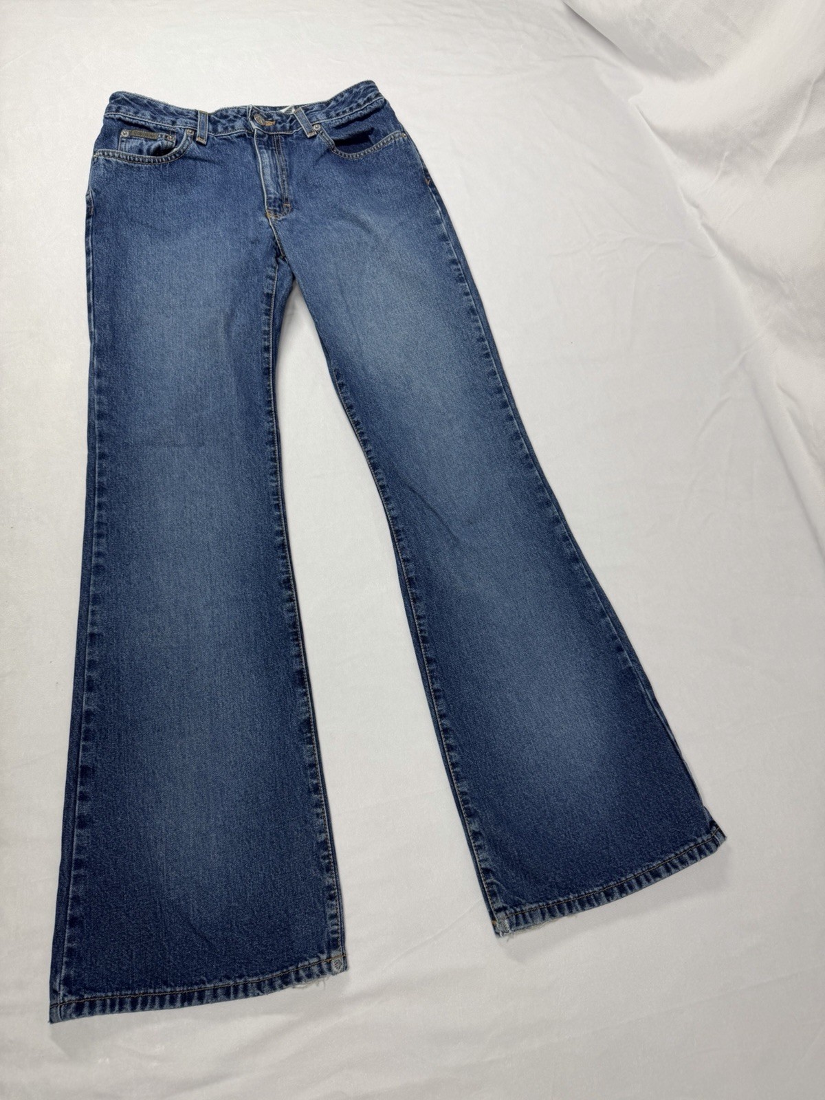 Calvin Klein Jeans Womens 5 Cute VTG Jeans 21” Extreme Flare All Over Sandblast thumbnail 2