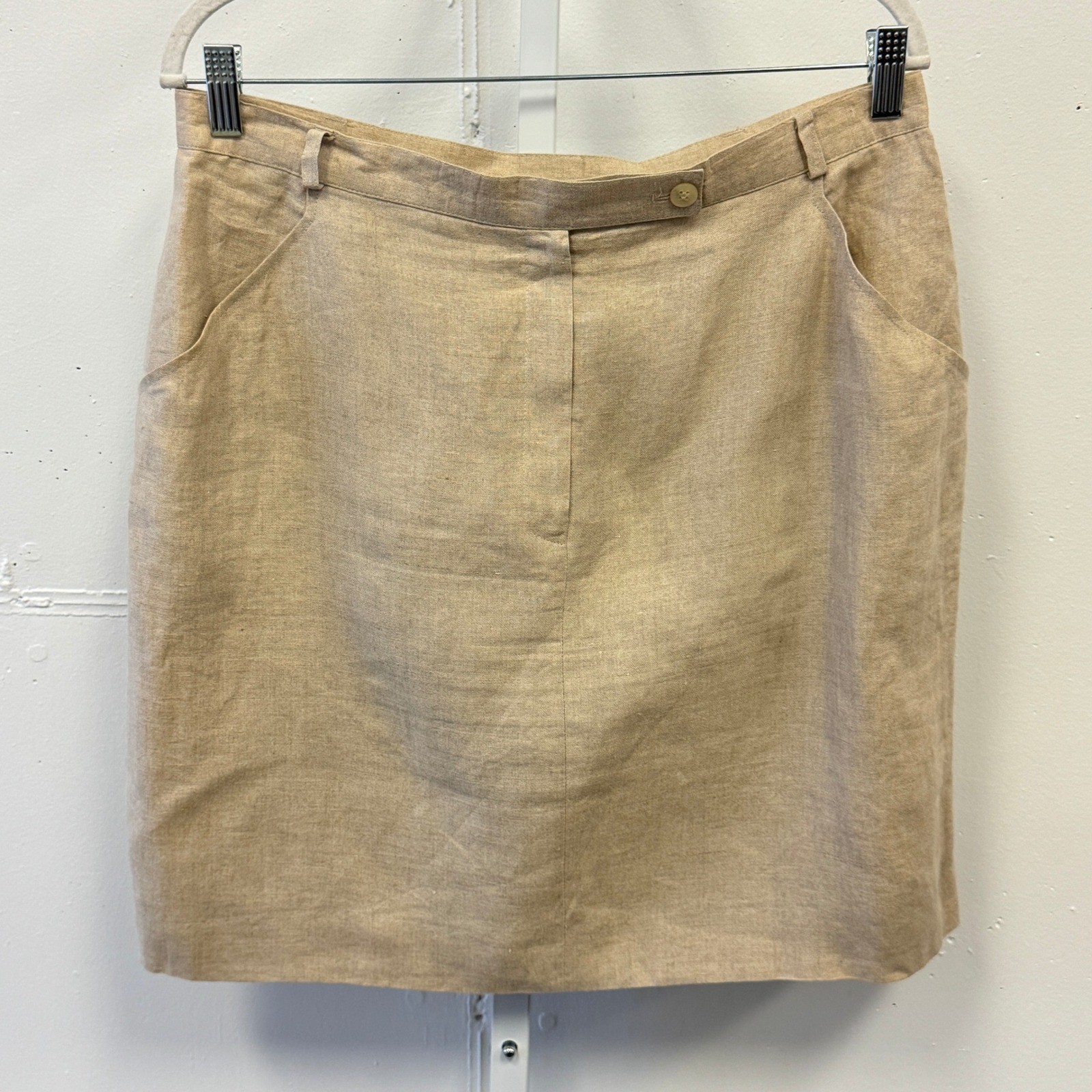 Jones New York Linen Career Pencil Mini Skirt Tan Beige Career Office Sz 16