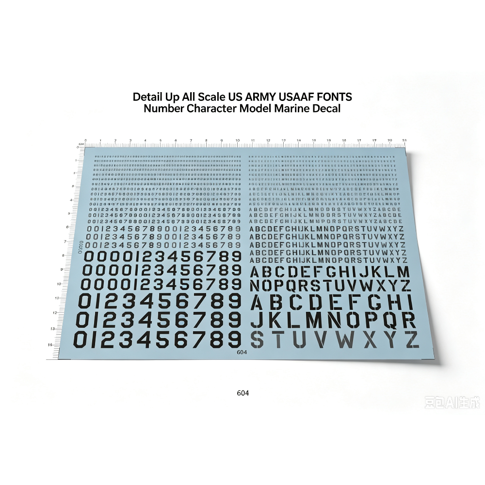 Model Scale Numbers ARMY USAAF FONTS Number Character Model Marine Decal Detail Up All ...