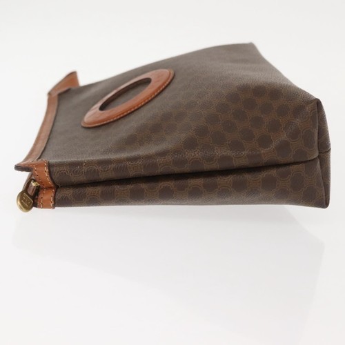 Celine Circle Logo Macadam Pouch Canvas And Leather Brown Clutche & Pouche Bag - Picture 4 of 17