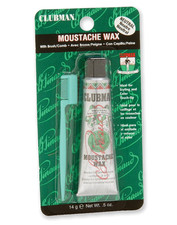 Clubman Moustache Wax for Men, Strong Hold Neutral Color, 0.5oz with Brush
