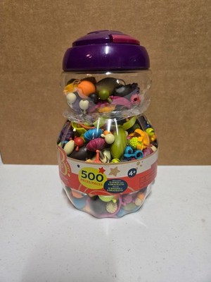 B Toys Pop Arty 500 Pcs Snap Beads Kids Jewelry Craft Kit Reusable Jar Battat A6