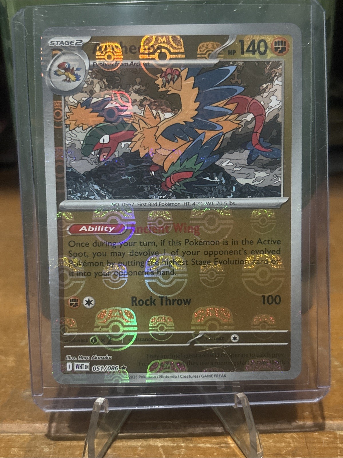 Pokemon White Flare English Archeops Master Ball Holo 051/086 NM