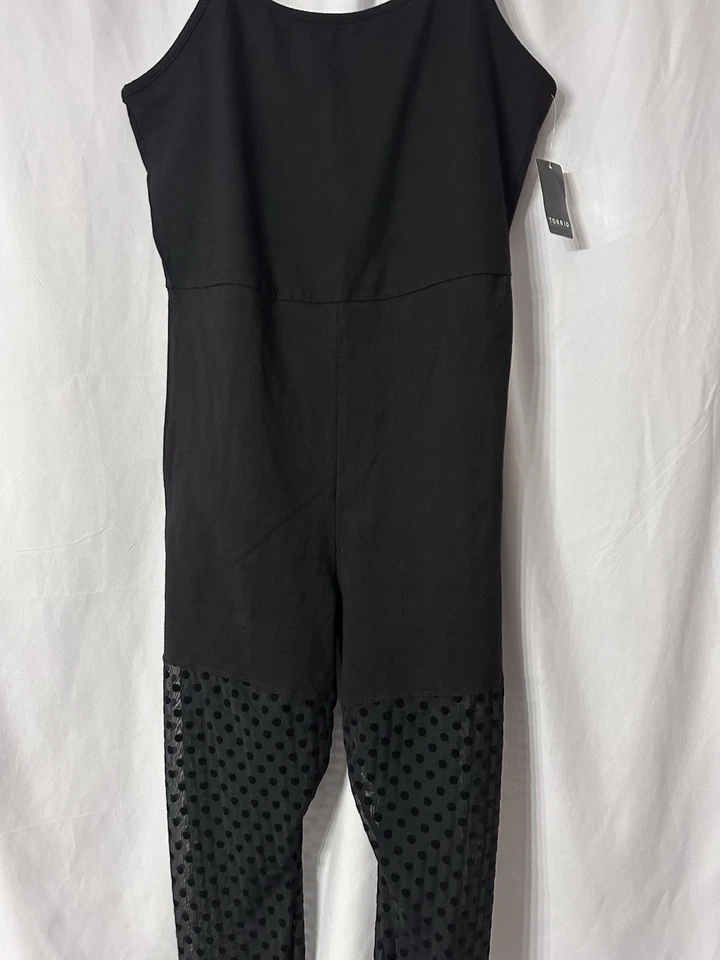 NWT Torrid Womens Black Tank Cat Suit Flocked Leg Stretch Plus Size 2X - Image 3 of 4