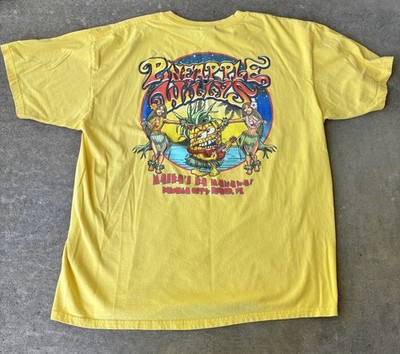 Pineapple Willy's Shirt Mens XL Yellow Panama City Beach Graphic Tee Anvil FL
