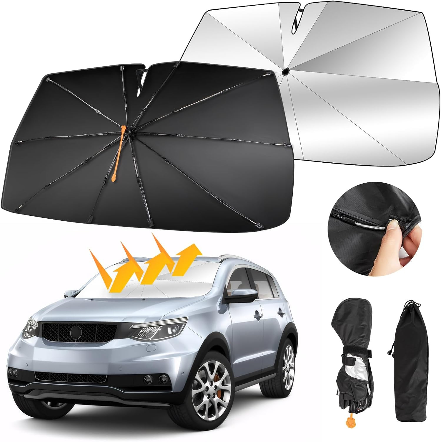 Ombrello Parasole Auto Pieghevole 360° - Stop Calore e Raggi UV