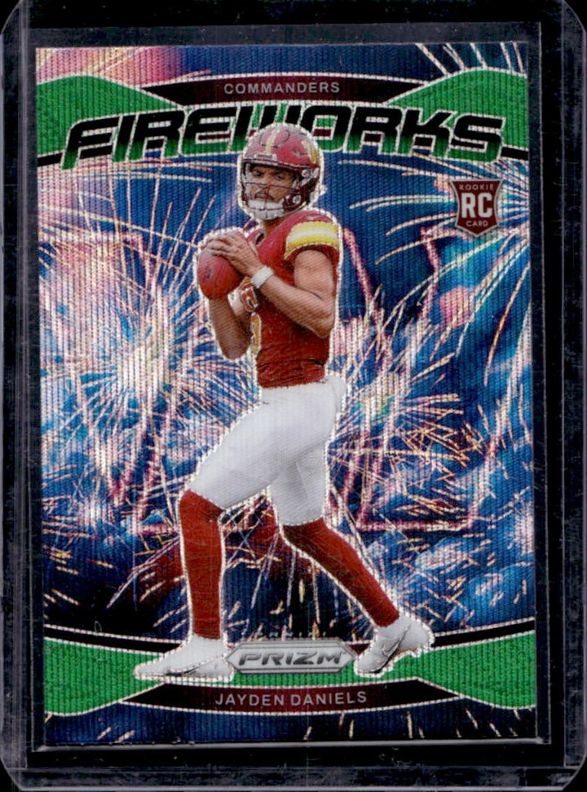 2024 Prizm Jayden Daniels Fireworks RC Green Wave #24 Commanders