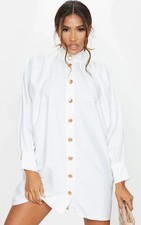 pretty little thing womens shirt dress white gold button detail size 8 free pp
