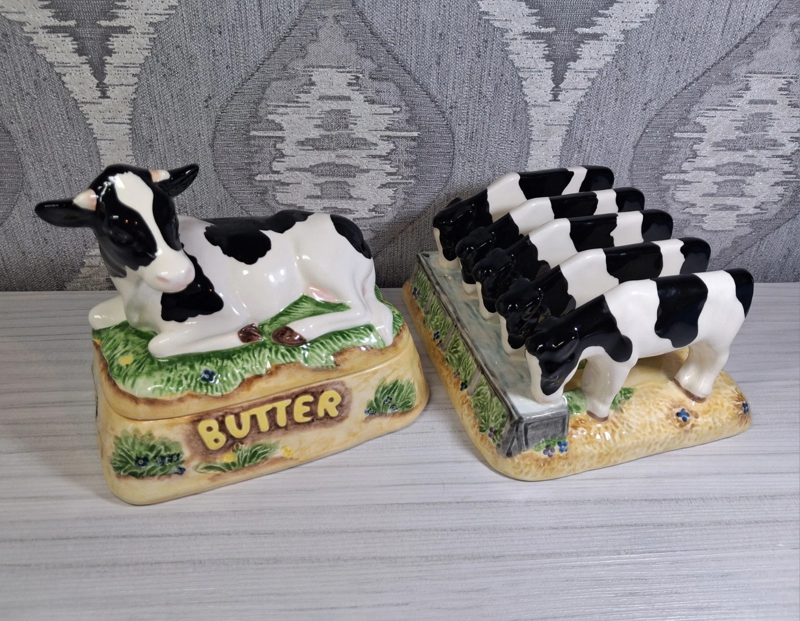 James Herriot's Country Kitchen Cow Butter Dish & Toast Rack - Vintage 1998