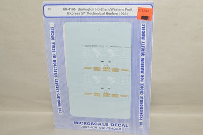 #ad N decals Microscale 60 4106 Burlington Northern Western Fruit Express reefer $3.00