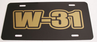 W-31 ENGINE SZE LICENSE PLATE HURST OLDSMOBILE 442 CUTLASS 350 400 455 ...