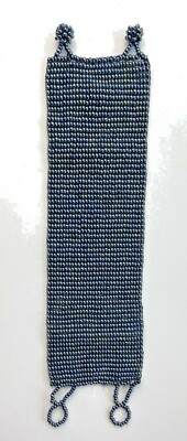 Re-Purposed Bracelet Gently Used 7 1/8 in  shiny navy blue small bead button 