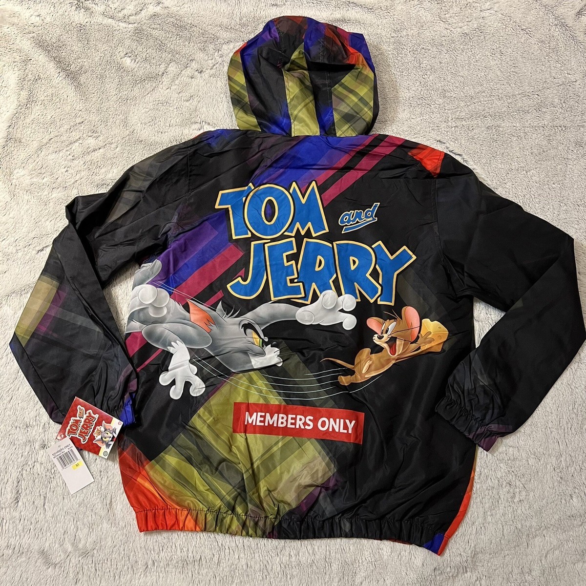Members Only Tom and Jerry Hooded Windbreaker Jacket Mens Members Only Tom and Jerry Hooded Windbreaker Jacket Mens