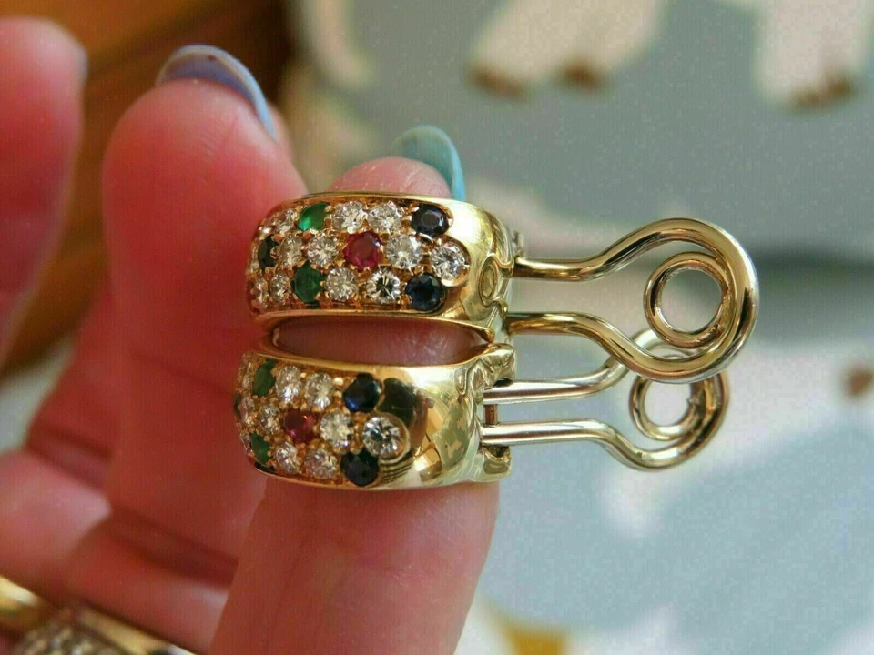 3Ct Round Cut Lab Created Ruby Huggie Hoop Earrings In 14K Yellow Gold Plated - Image 3 of 4