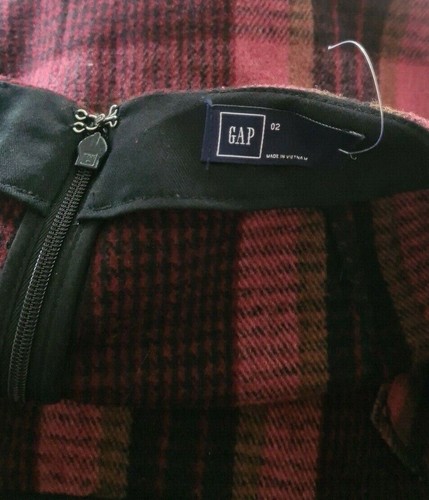 Minigonna GAP misto lana a quadri rosa nera taglia 2 con tasche zip 28"L x 5"L nuova senza etichette - Foto 5 di 7