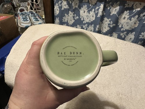 RAE DUNN RARE tasse verte sauge Happy Holla Days - Photo 3/4