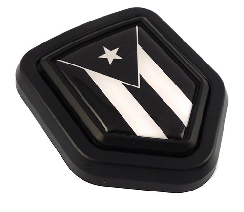 Puerto Rico Black flag car black Shield Grill Badge grille mount emblem