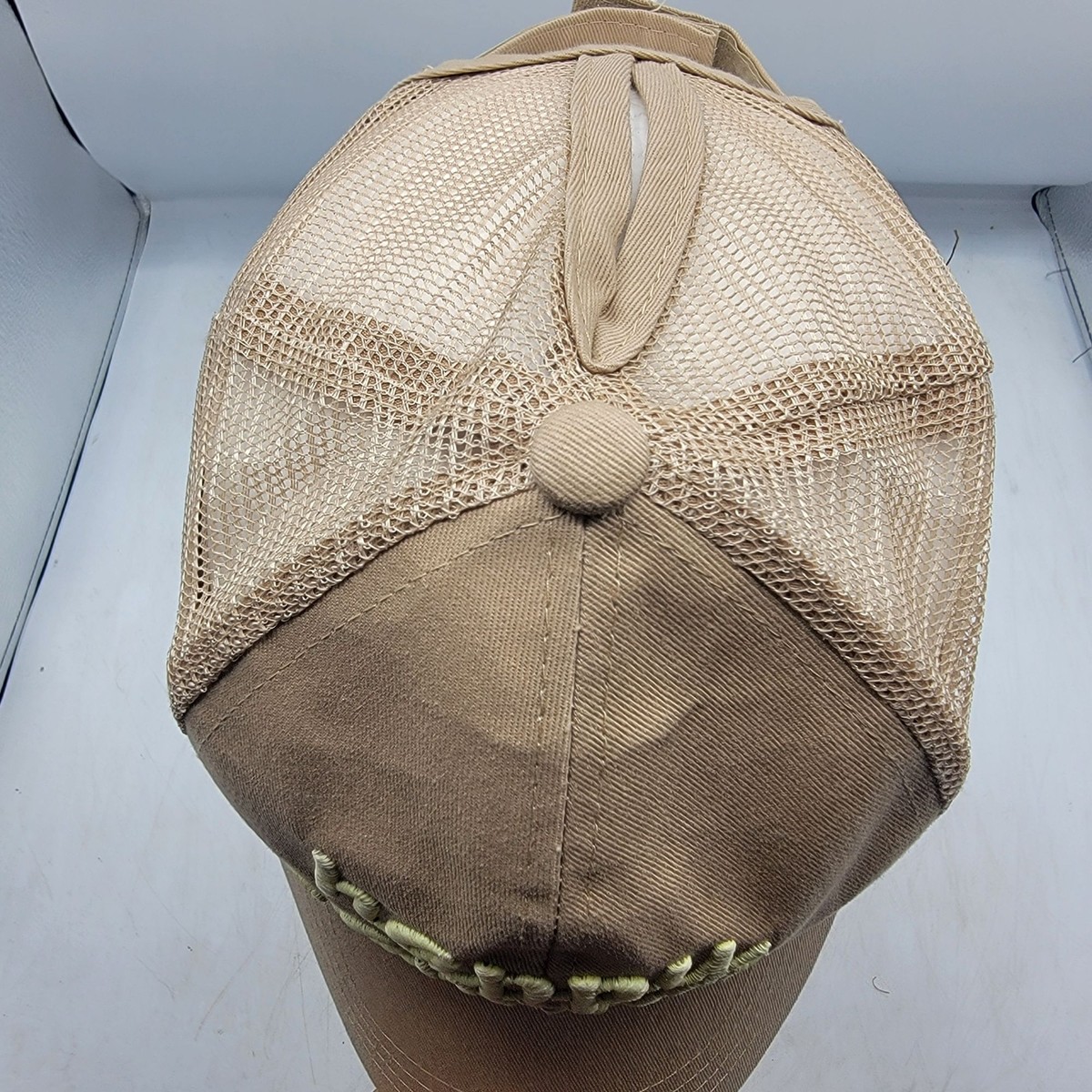 C.C Happy Camper Womens Ponycap Adjustable Hat Cap Comfort Breathable Casual C.C Ponycap Messy High Bun Ponytail Adjustable Mesh Trucker  main image 4