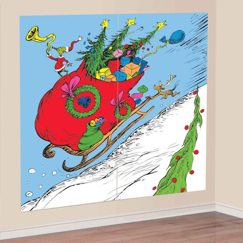 PÓSTER DECORACIÓN PARED FIESTA GRINCH FIESTA FELIZ GRINCH ESCENA SETTER NAVIDAD Foto 3 de 3