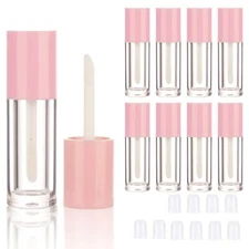 10PCS Empty Pink Mini Lip Gloss Tubes 2.5ml 0.08 OZ lipgloss Tube with Wand A...