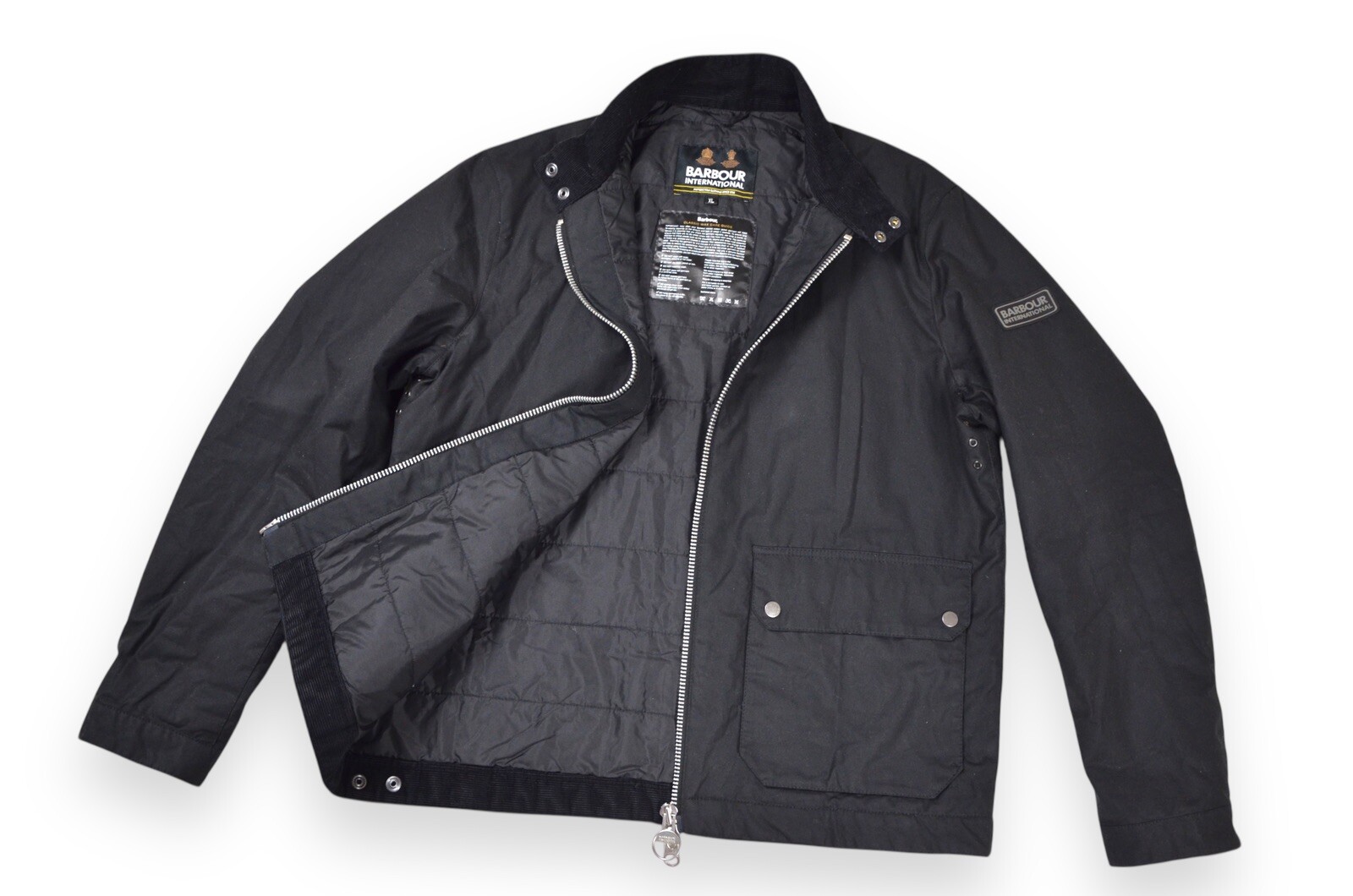 Men Barbour Lutron Wax Harrington Jacket Black England Size XL