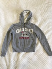 Junior Fleece Lined Hoodie Y2k Gray M Zipper Jacket California Republic Finesse