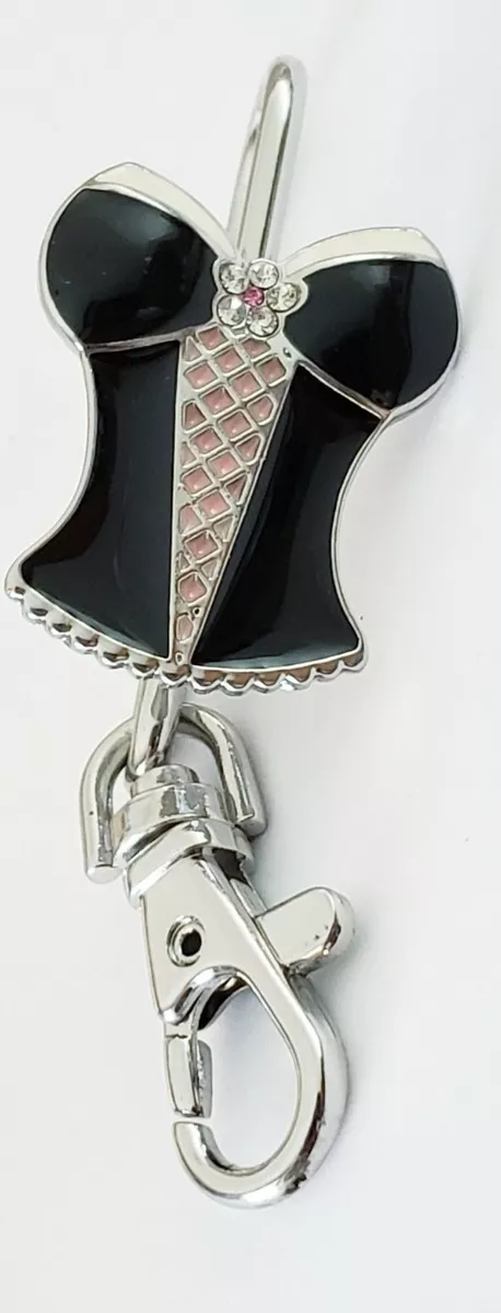 Bustier Key Purse Hook Alexx Handbag Hanger Holder Clip Keys Silvertone  Enamel