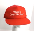 Vintage WHERE IS COCA-COLA TEXAS? Snapback Ball Cap ~ Red ~ Advertising