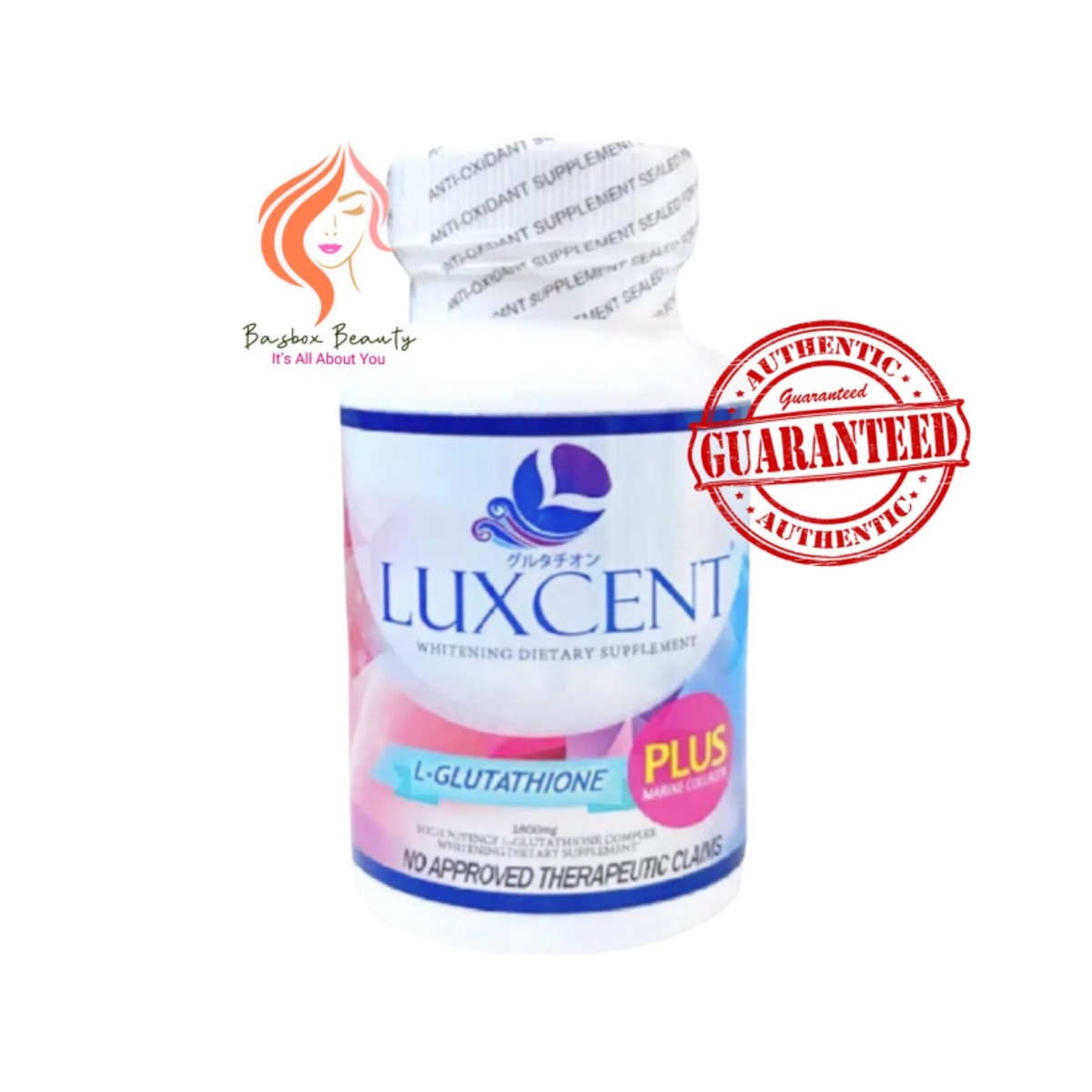 Luxcent Luminous Caps L-Glutathione With Marine Collagen, 60 Caps