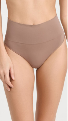 Spanx Women's EcoCare Seamless Shaping Thong Panties 40048R Size L/G Cafe au Lai