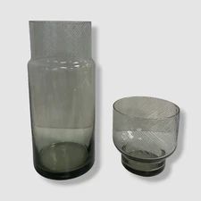 $50 Hotel Collection Gray Smoke 2-Pc Bedside Glass Carafe Set