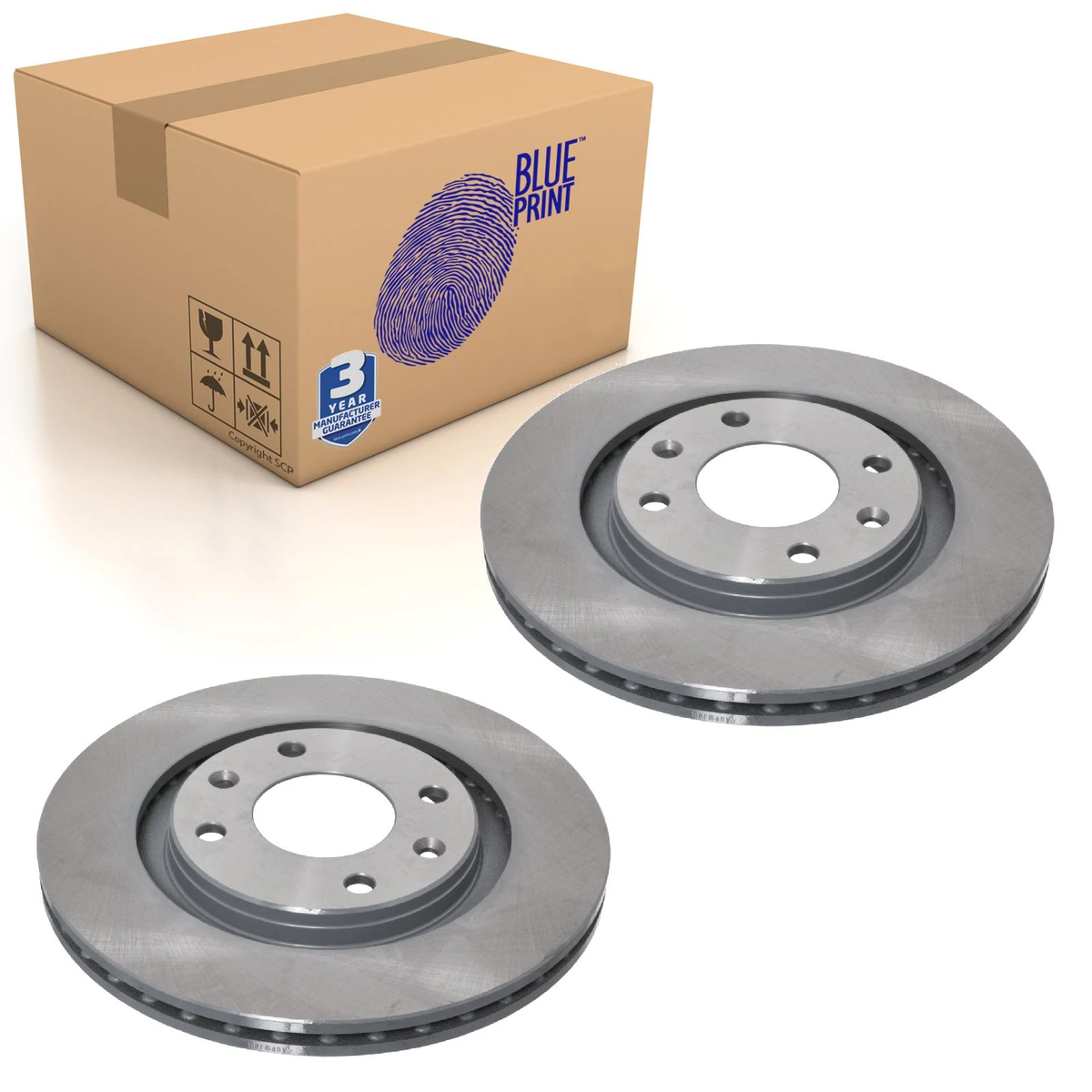 Pair of Front Brake Disc Fits Peugeot 206 207 306 405 Partn Blue
