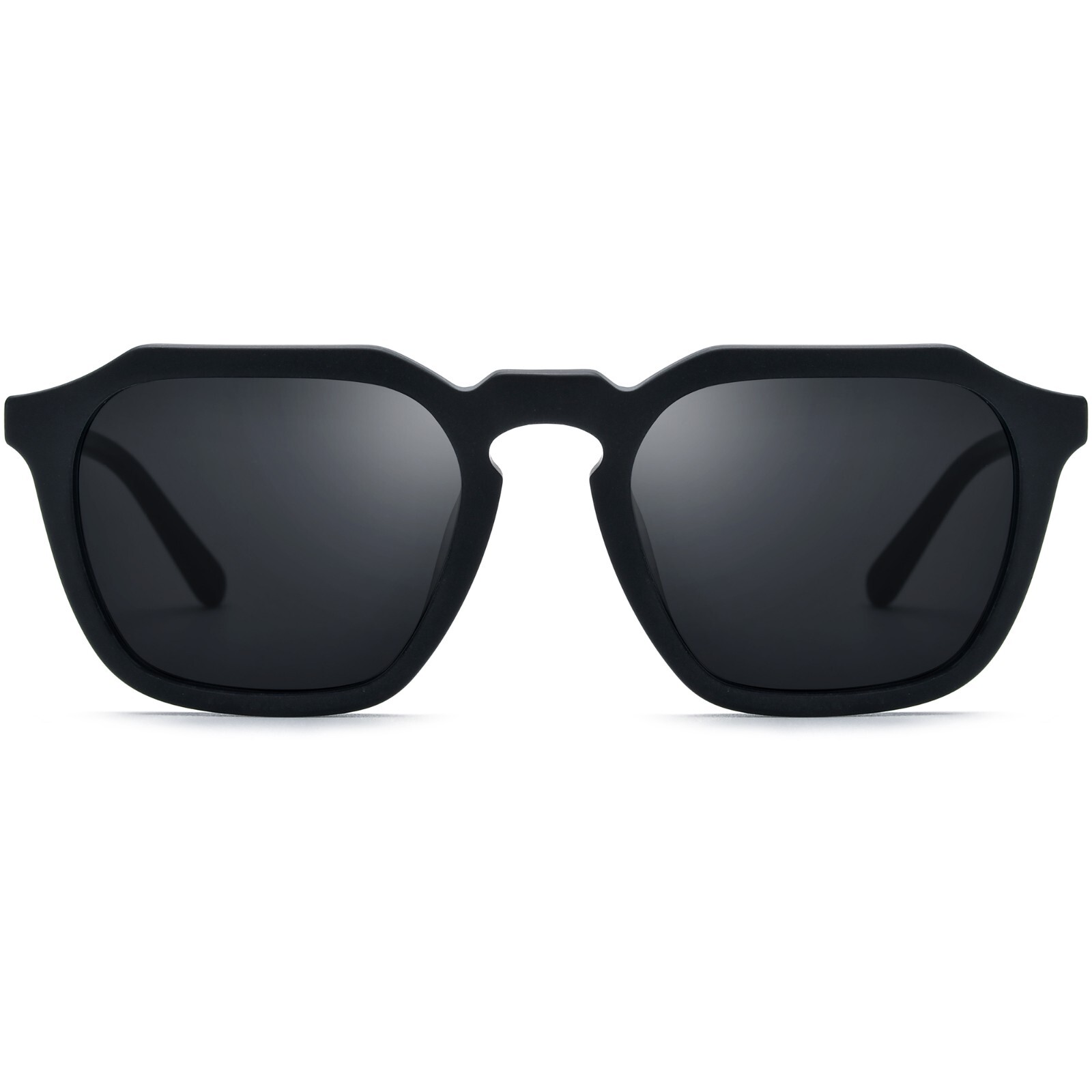 Matte Black Square Sunglasses for Men and Women with Polarized Keyhole Lenses