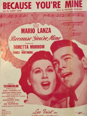 Because You re Mine Music By Nicholas Brodszky VINTAGE Sheet Music