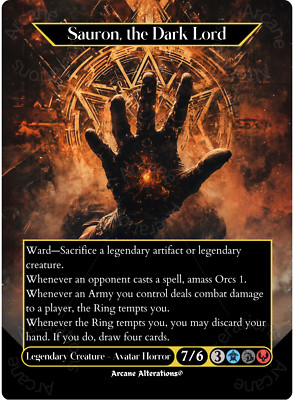 sauron poster card mtg FOIL] Sauron, the Dark Lord (Poster) - The Lord of the Rings: Tales of Middle-Earth then return a creature card from your graveyard to the battlefield Sauron, the Dark Lord (Borderless