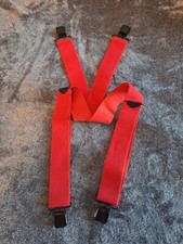 Walking Boss Clip Suspenders Mens One Size Red Black Hardware 2" Santa Xmas