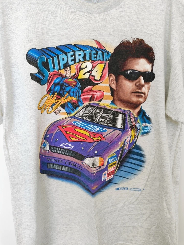 Camiseta grande gris Jeff Gorden Superman NASCAR vintage para hombre  Foto 2 de 4
