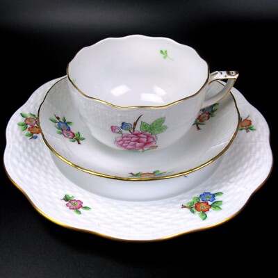 Herend Porzellan Teegedeck Serie Eton Handbemalt Ungarn Porcelain Tea Trio