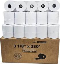 3 1/8 x 230  60GSM THERMAL POS RECEIPT PRINTER ROLL PAPER BPA FREE USA 50 ROLLS