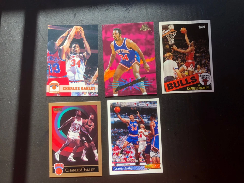 1990 CHARLES OAKLEY Deck Superior, Fleer, SkyBox, 5 Cartões de Basquete Fabricados nos EUA - Imagem 2 de 4