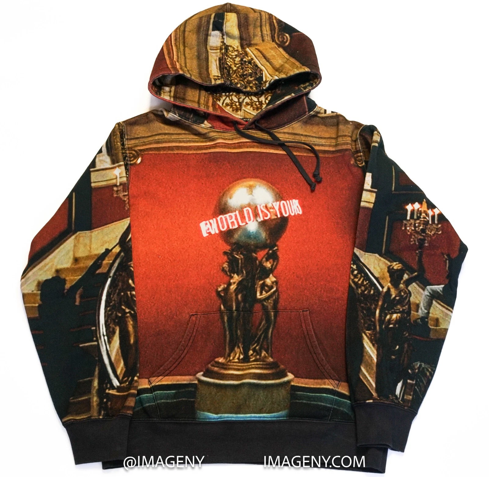 FELPA CON CAPPUCCIO SUPREME SCARFACE THE WORLD IS YOUR USATA TAGLIA LARGE FW17