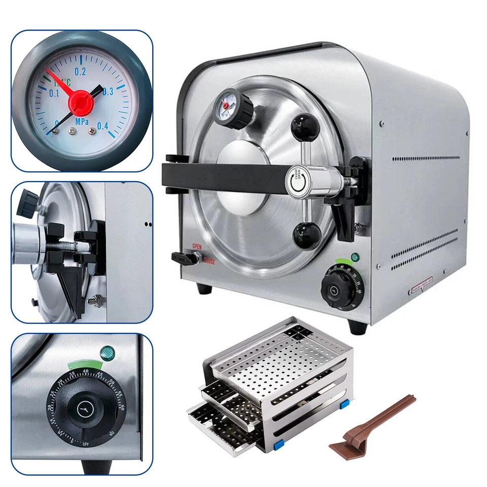 Esterilizador de vapor autoclave dental 14L/17L/18L/22L clase B esterilización médica Foto 2 de 4