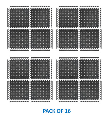 16er Pack Leisurewize Fitnessstudio Spielzimmer schwarz Schaumstoff Easy Lock Bodenbelag Fliesen 60x60cm