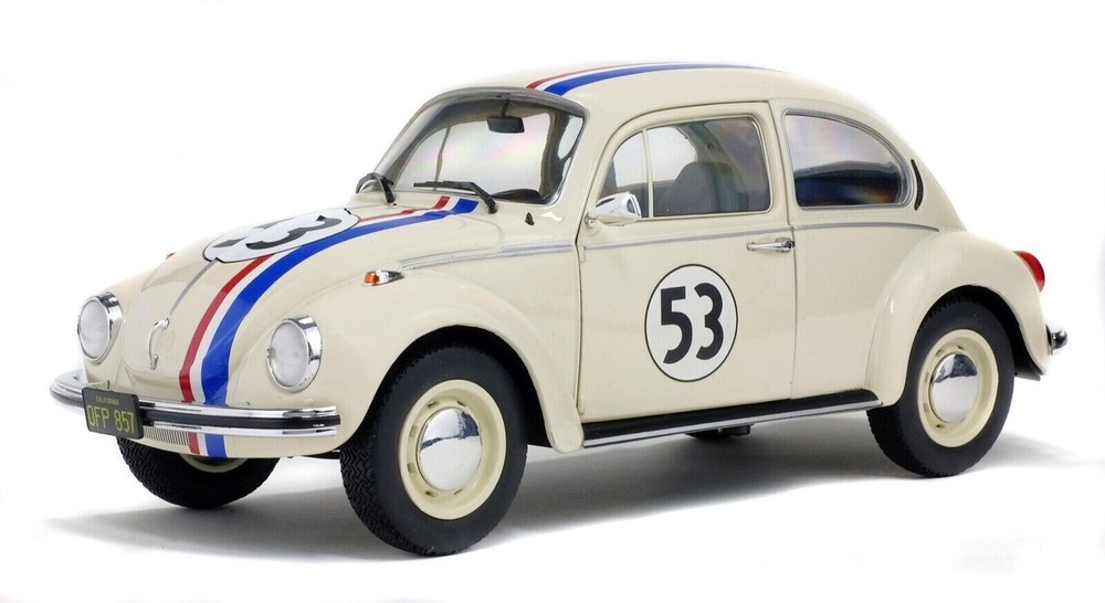 1/18 Volkswagen Beetle Racing #53 Cream Diecast Model Car By Solido S1800505