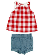 Carter's 2-Pc Gingham Plaids Sleeveless Top Chambray Shorts Set Size 12M