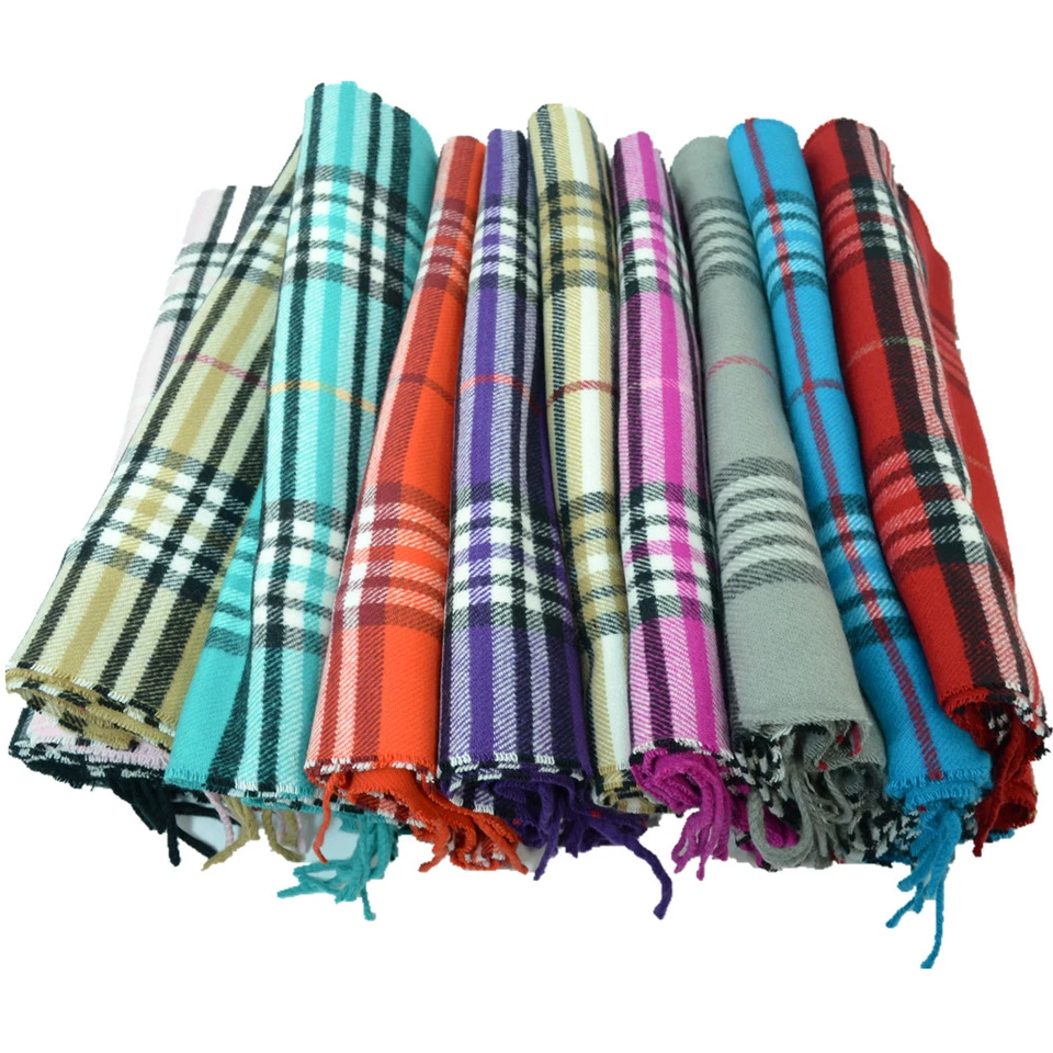 Cachecol masculino feminino unissex 100% CASHMERE clássico listra tartan envoltório de lã ESCÓCIA - Imagem 2 de 3