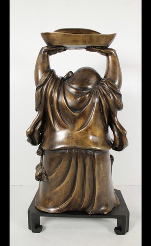 Vintage Bronze Buddha - 18” With The Stand Heavy 16 lb Statue Great Detail - Picture 3 of 12