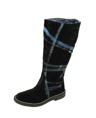 2391 Delacroix Fellstiefel Winterstiefel ONDA Schwarz-Blau Gr 36 37 Neu Italy