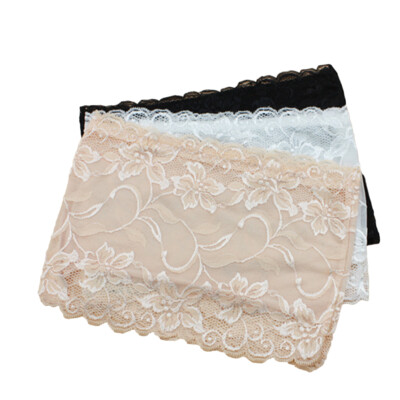 3PCS Womens Floral Lace Stretchy Strapless See Through Bandeau Tube with Bra