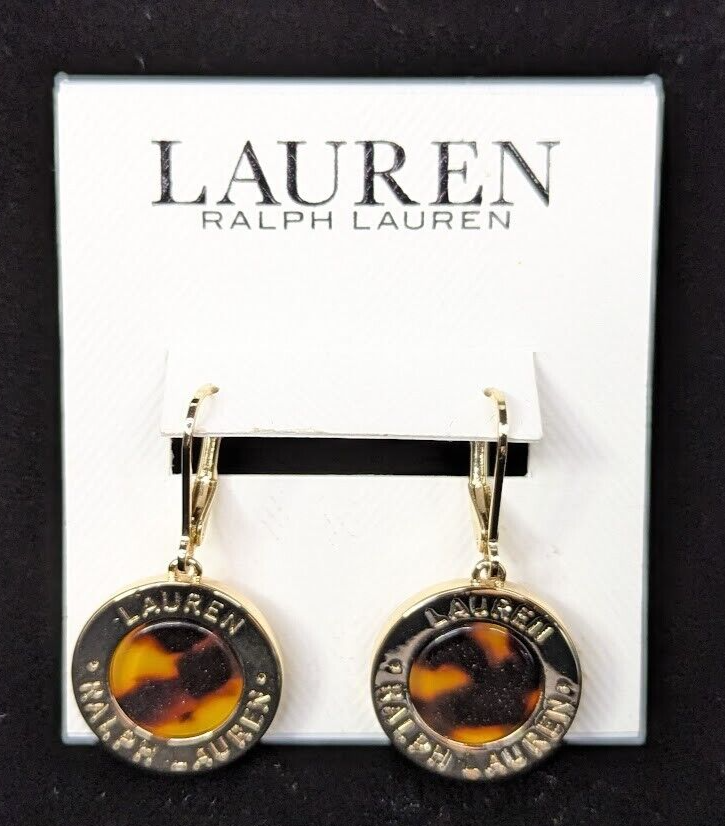 Lauren Ralph Lauren Gold-Tone Tortoise-Look Logo Coin Drop